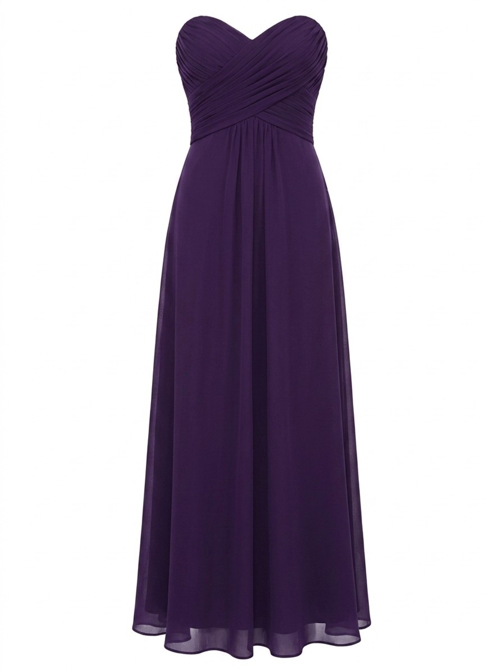 Allure Bridals Bridesmaids 1267 Eggplant Chiffon Strapless Gown Dress 10 - Picture 2 of 10